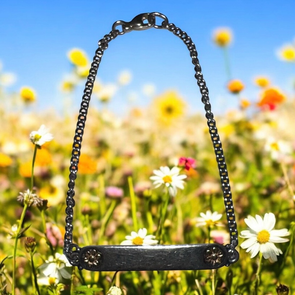 Retired James Avery ID bracelet with 14K flowers